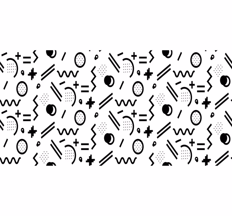 Wit rolgordijn nordic zwart-witte figurenpatroon - TenStickers