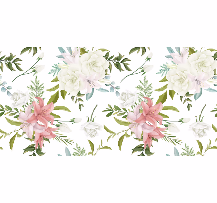 Rolgordijn bloemen minimalistisch realistische tuin - TenStickers