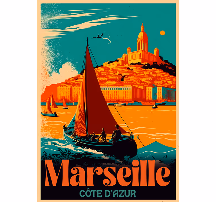 Rolgordijn vintage marseille franse rivièra - TenStickers