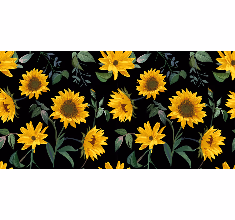 Rolgordijn zwart zonnebloemen op zwarte achtergrond - TenStickers