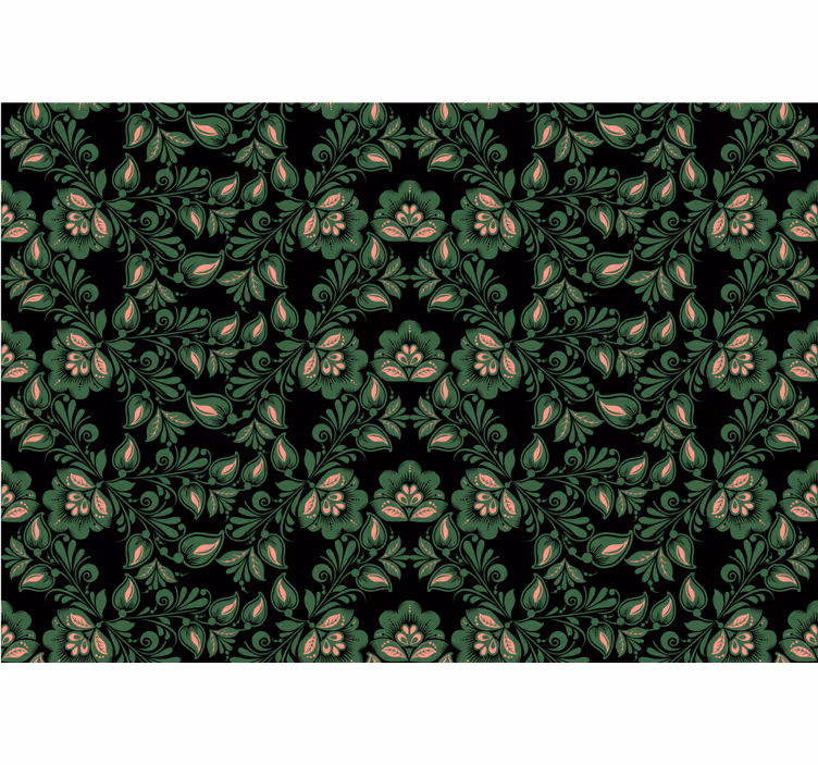 Rolgordijn zwart bloemig russisch design - TenStickers