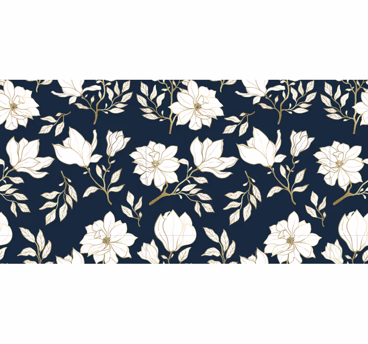 Rolgordijn zwart met witte bloemenpatroon - TenStickers