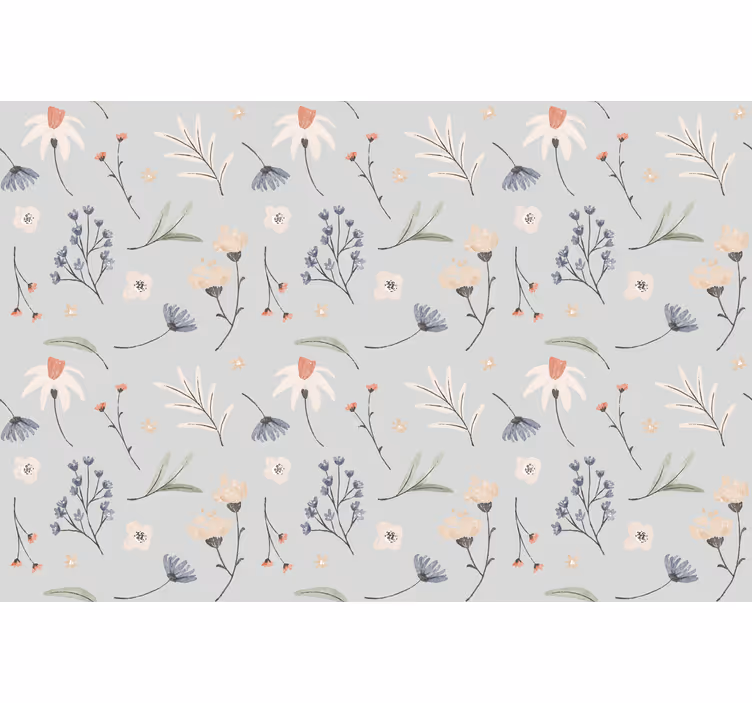 Rolgordijn grijs met bloemenpatroon hamptons - TenStickers