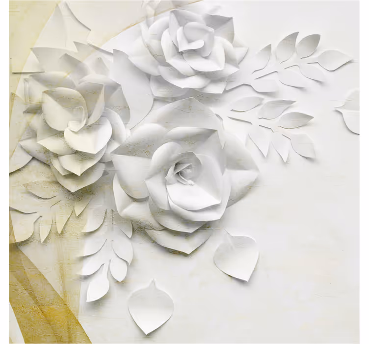 Badkamer rolgordijn elegante gouden en witte bloemen - TenStickers