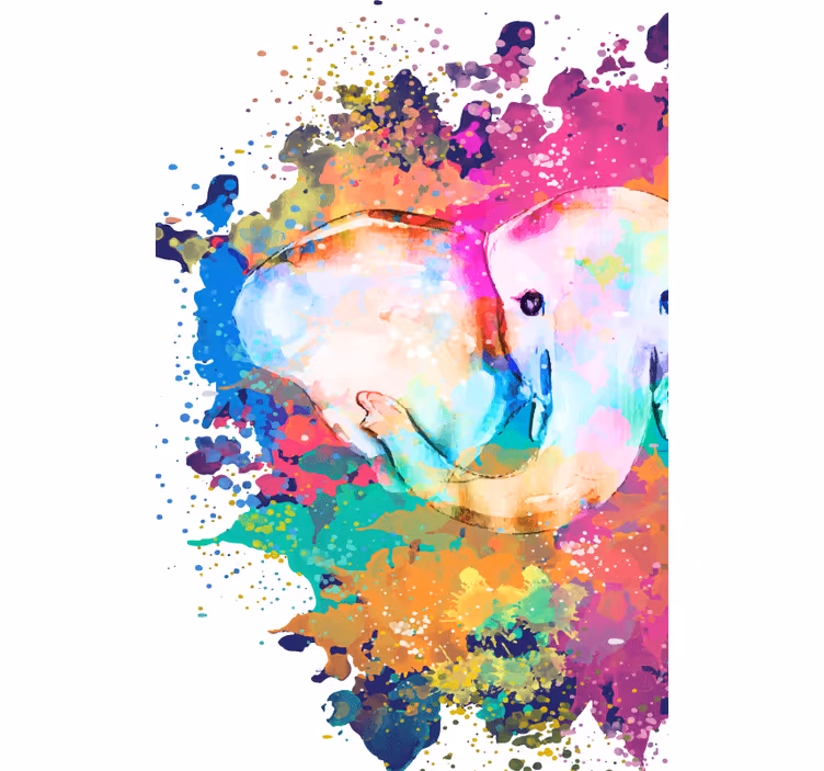 Badkamer rolgordijn vivid colored elephant - TenStickers