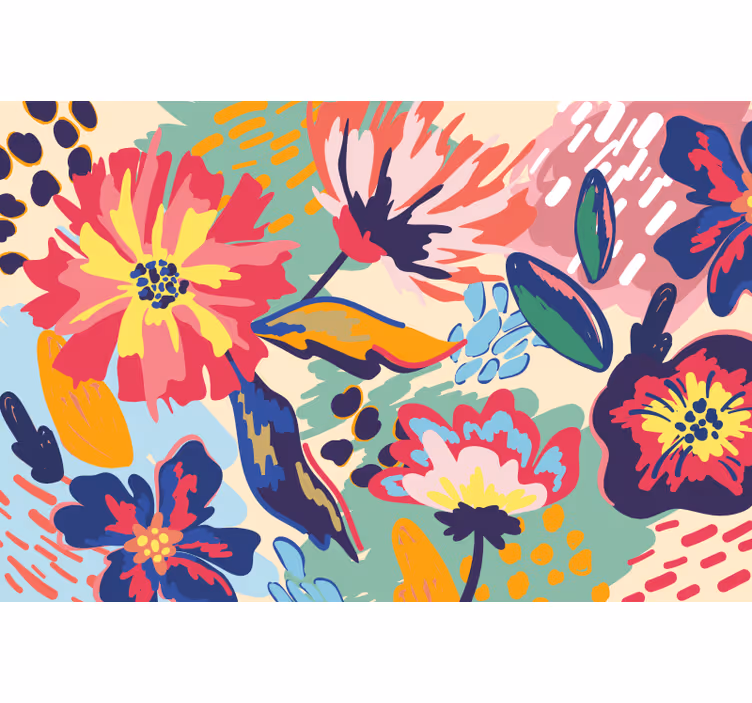 Badkamer rolgordijn moderne geschilderde bloemen - TenStickers