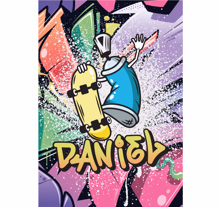 Rolgordijn tienerkamer met gepersonaliseerd graffiti poster - TenStickers