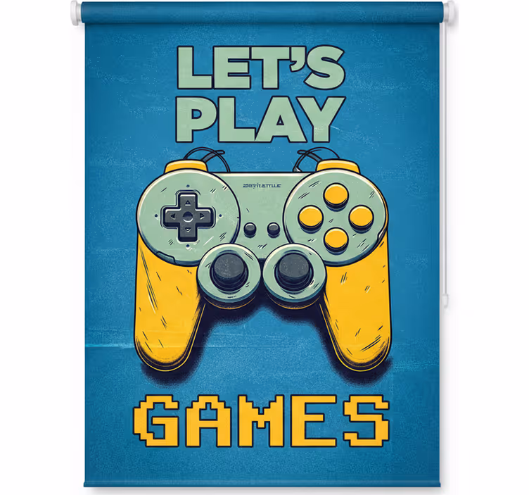 Rolgordijn tienerkamer laten we spelen met games - TenStickers