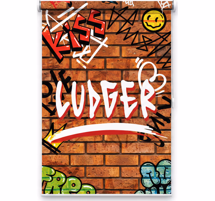 Rolgordijn tienerkamer graffiti op bakstenen - TenStickers