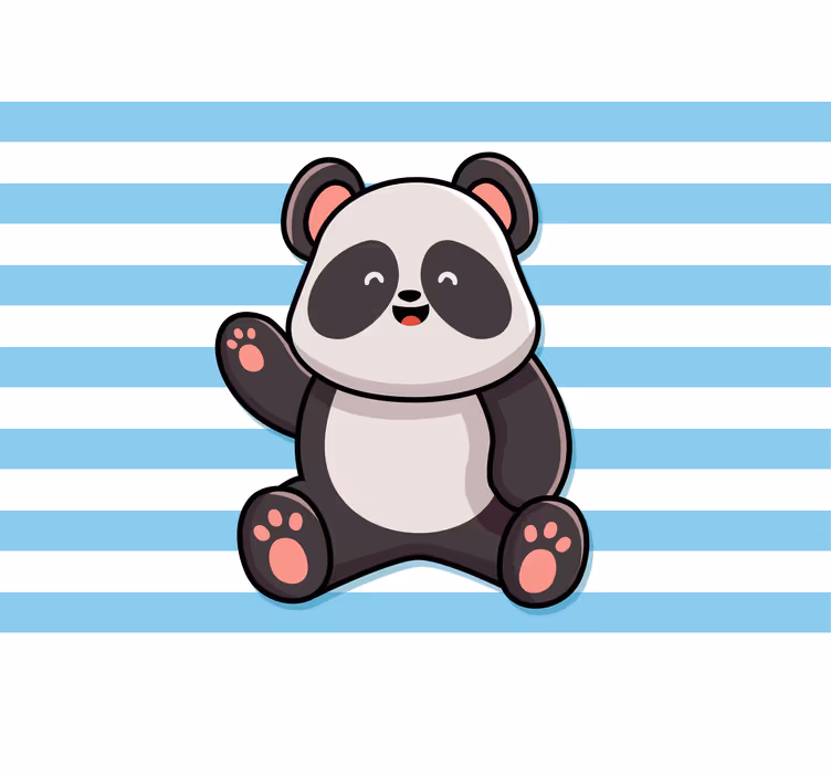 Rolgordijn grappig happy panda op gestreepte achtergrond - TenStickers