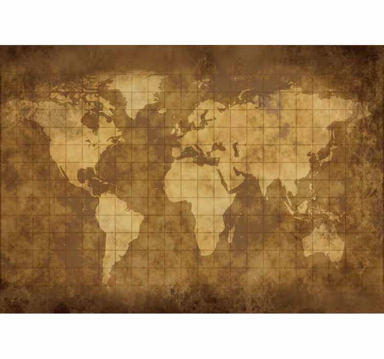 Wereldmap rolgordijn vintage wereldkaart voor kinderen - TenStickers