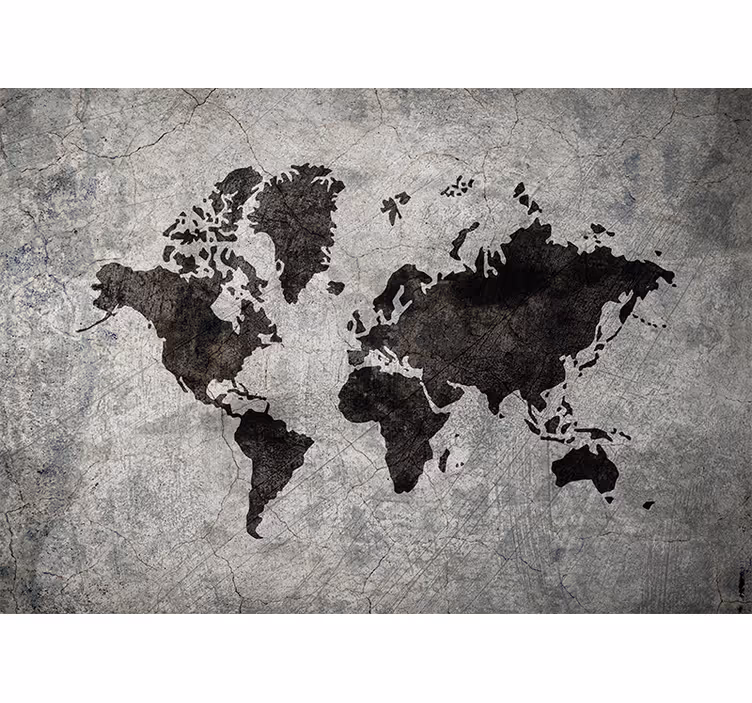 Wereldmap rolgordijn industriële thema wereldkaart - TenStickers