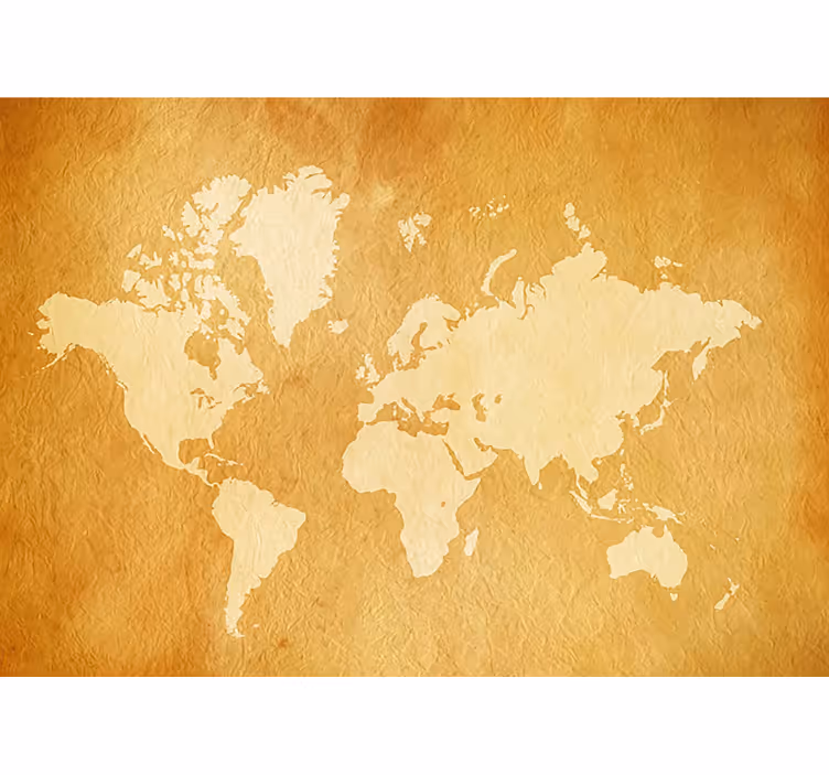 Wereldmap rolgordijn vintage wereldkaart fotobehang - TenStickers