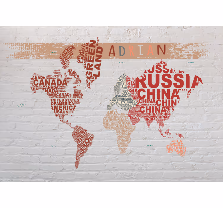 Wereldmap rolgordijn aanpasbare wereldkaart pastelkleuren - TenStickers