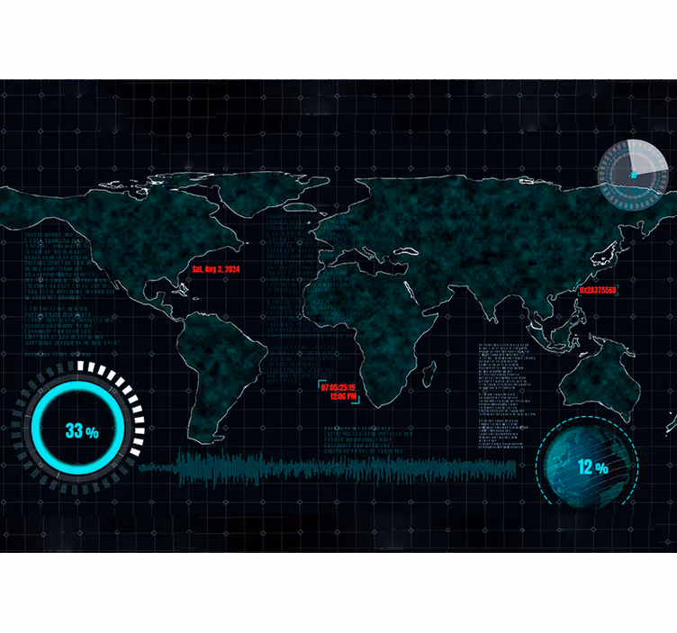 Wereldmap rolgordijn futuristische wereldkaart - TenStickers