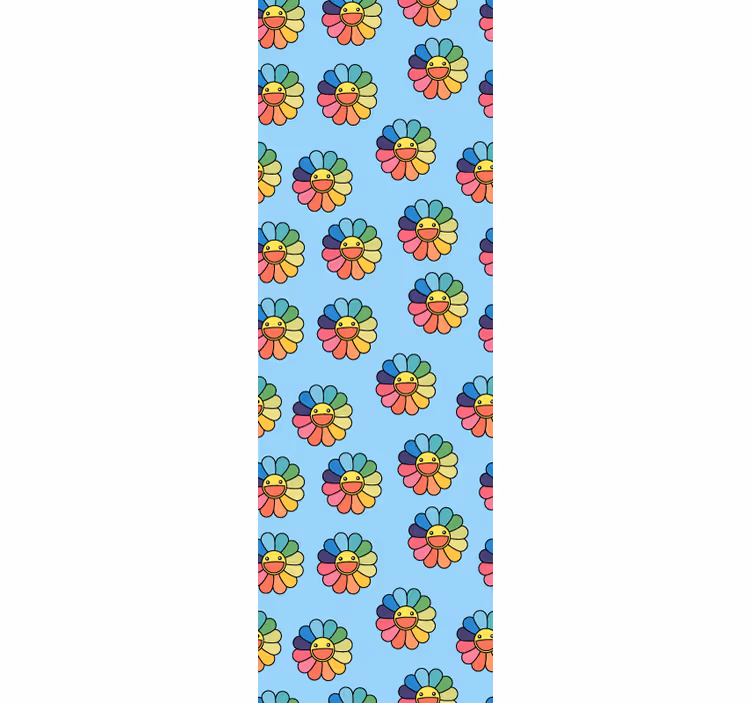 Rolgordijn tienerkamer kleurrijke bloemen blije gezichten - TenStickers