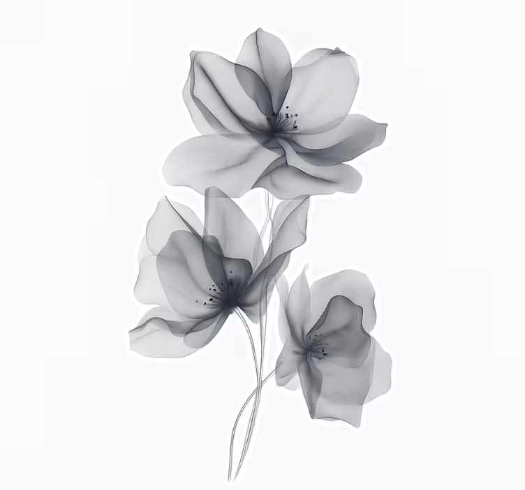 Rolgordijn bloemen grijze doorschijnende bloemen - TenStickers