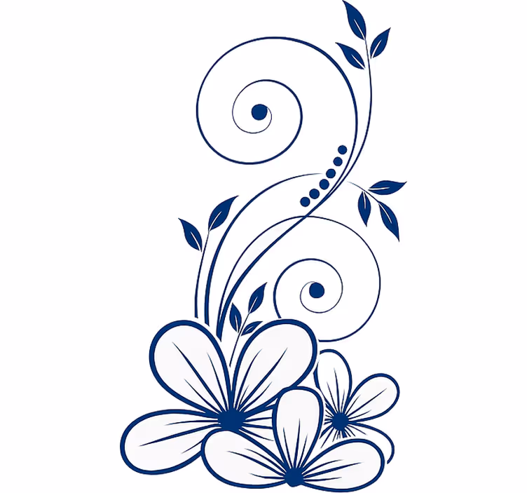 Rolgordijn bloemen bloemenwerveling in blauw - TenStickers