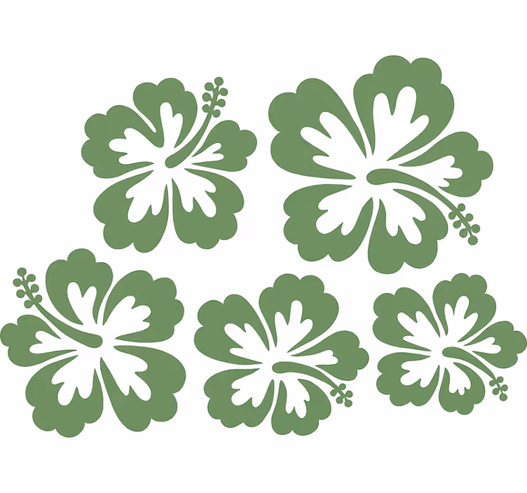 Rolgordijn bloemen saliegroen hibiscus silhouet - TenStickers