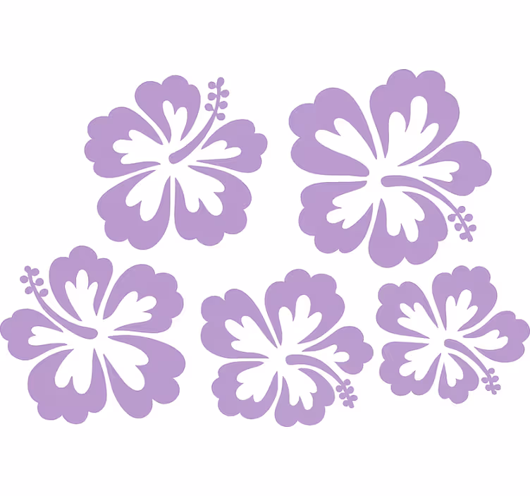 Rolgordijn hoofd slaapkamer lilac hibiscus silhouet - TenStickers