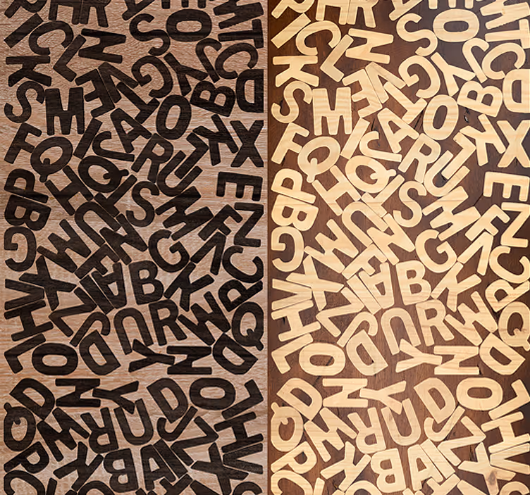 Bruin rolgordijn alphabet typografie patroon - TenStickers