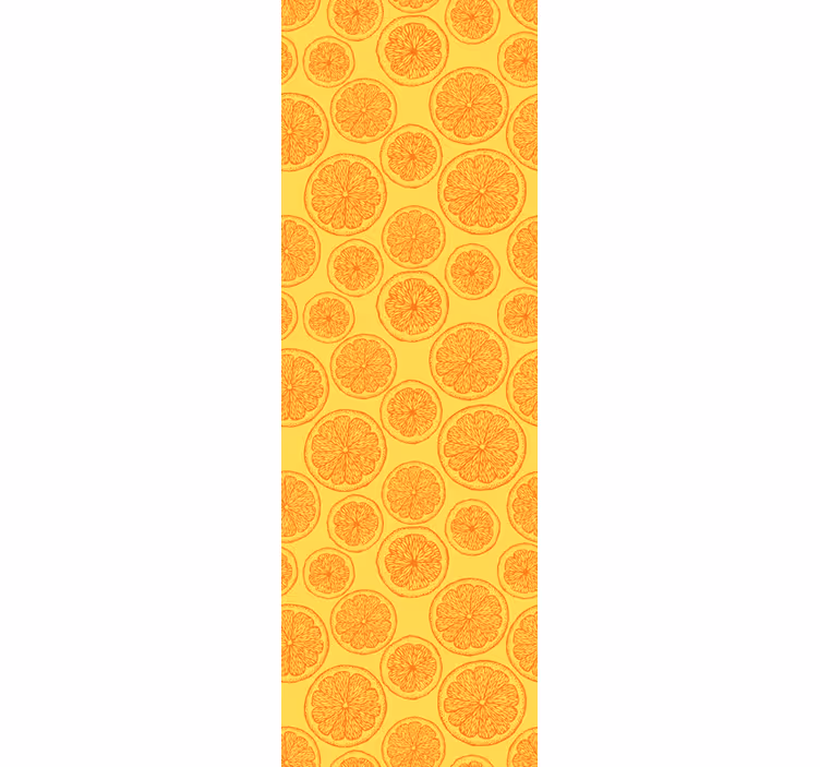 Oranje rolgordijn met handgetekend patroon koelkast - TenStickers