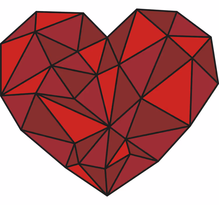 Rood rolgordijn geometrisch hart - TenStickers