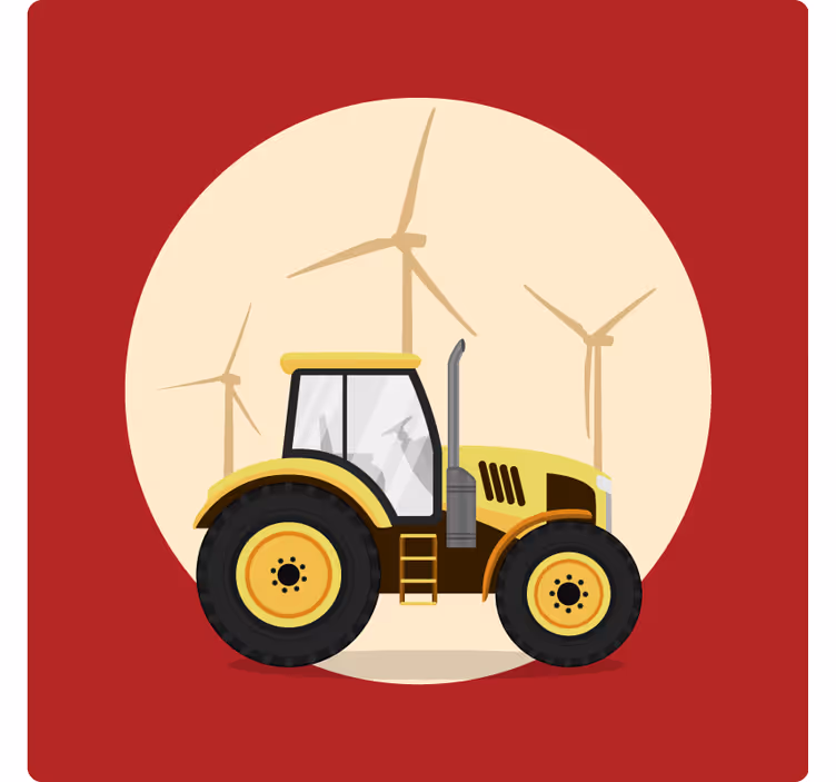 Rood rolgordijn geel en rood tractor - TenStickers