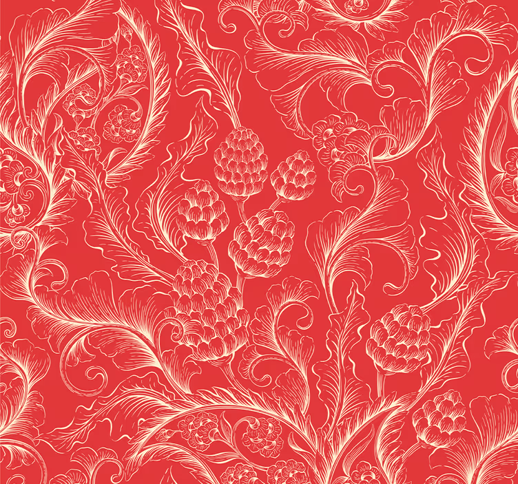 Rood rolgordijn paisley illustratie - TenStickers