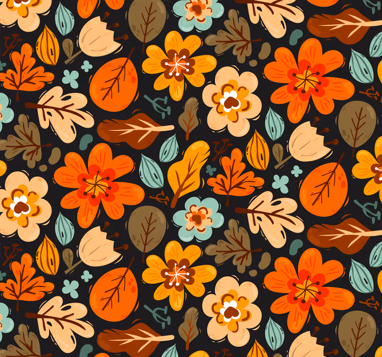 Rolgordijn buitenshuis elegante oranje bloemen - TenStickers