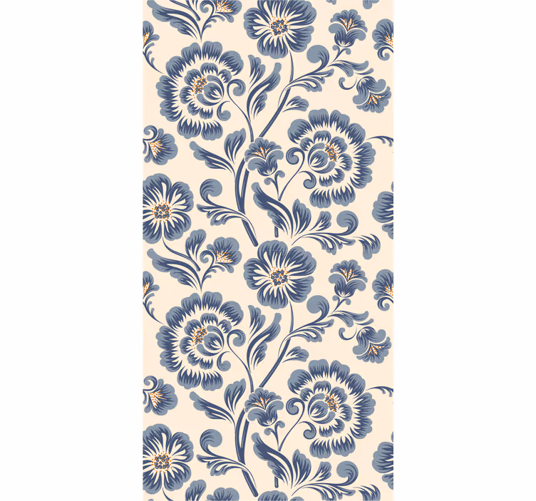 Rolgordijn buitenshuis bloemig blauw vintage stijl - TenStickers