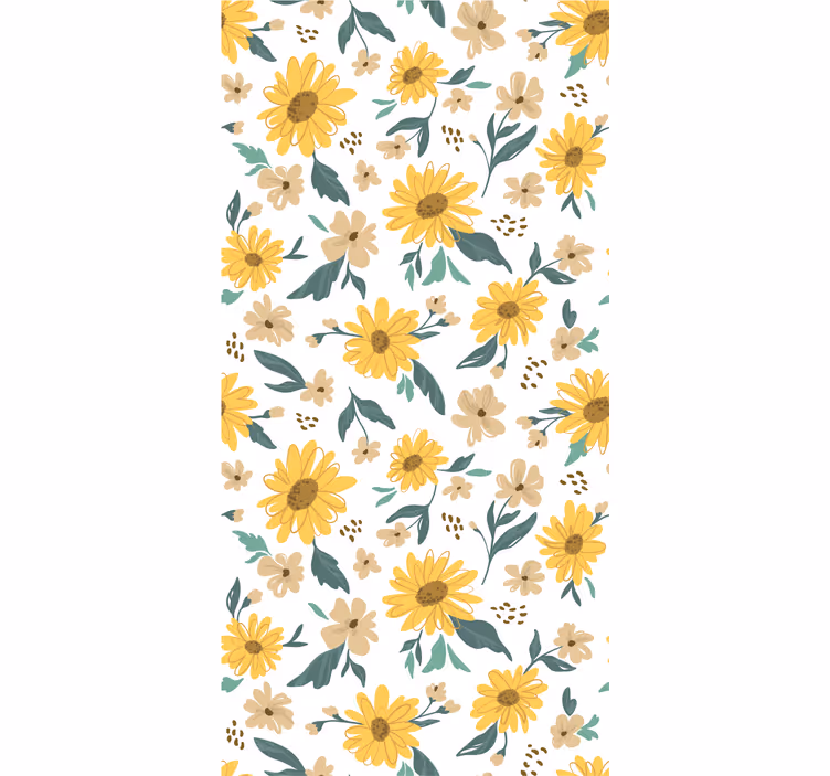 Rolgordijn buitenshuis handgetekende zonnebloemen patroon - TenStickers