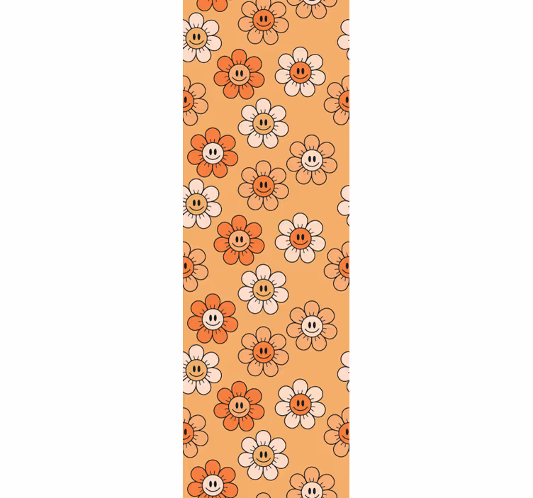 Rolgordijn tienerkamer oranje tinten smiley gezichten - TenStickers