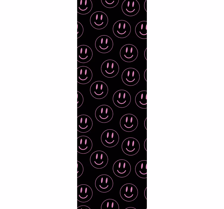 Rolgordijn tienerkamer met witte en paarse smileys - TenStickers