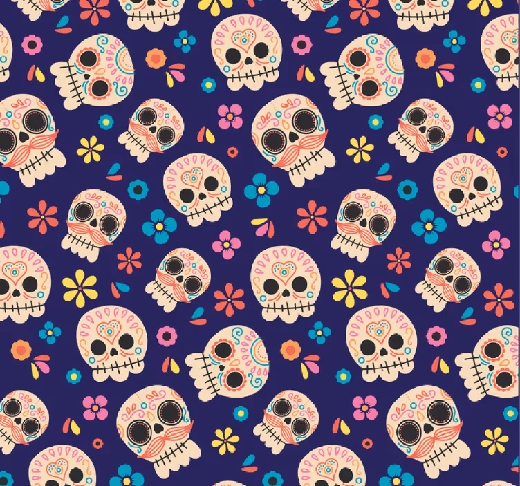 Rolgordijn tienerkamer mexicaanse skulls - TenStickers