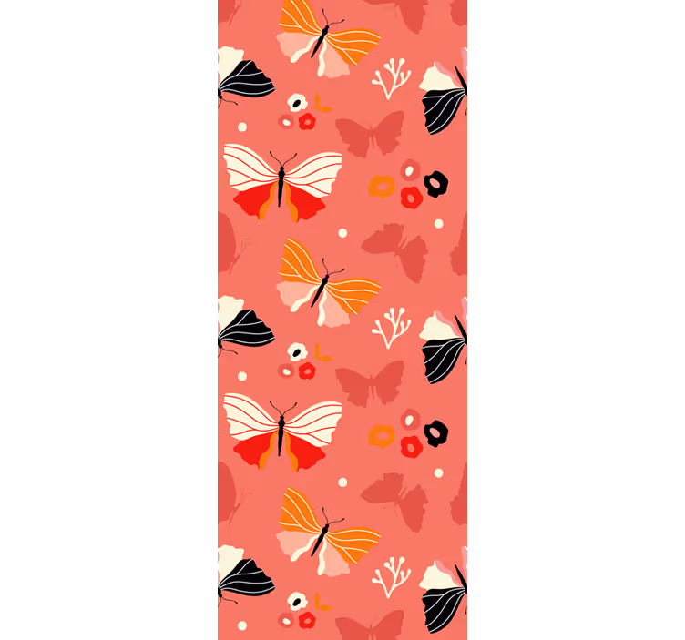Rolgordijn tienerkamer met prachtig roze vlinderpatroon - TenStickers