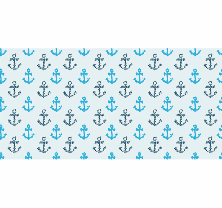 Badkamer rolgordijn vervormd blauw ankerpatroon - TenStickers