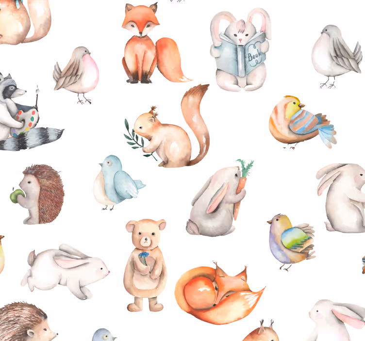 Rolgordijn babykamer schattig bos voor kinderen - TenStickers