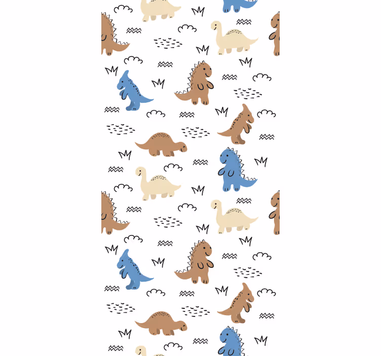 Rolgordijn babykamer blije blauwe en bruine dinosaurussen - TenStickers