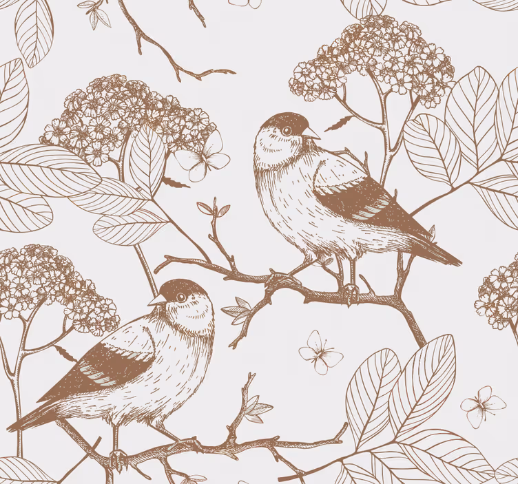 Rolgordijn babykamer grijze en bruine vogels - TenStickers