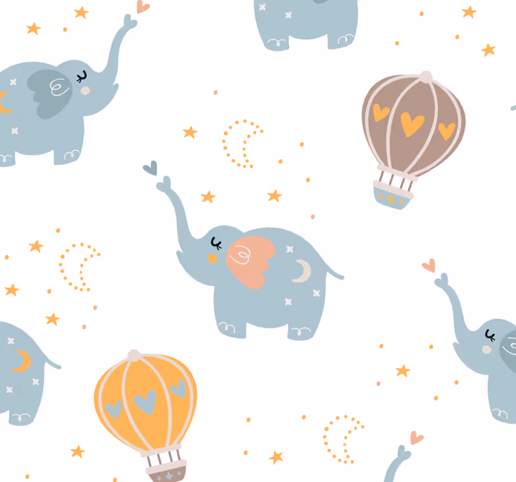 Rolgordijn babykamer schattige olifantjes voor kinderen - TenStickers