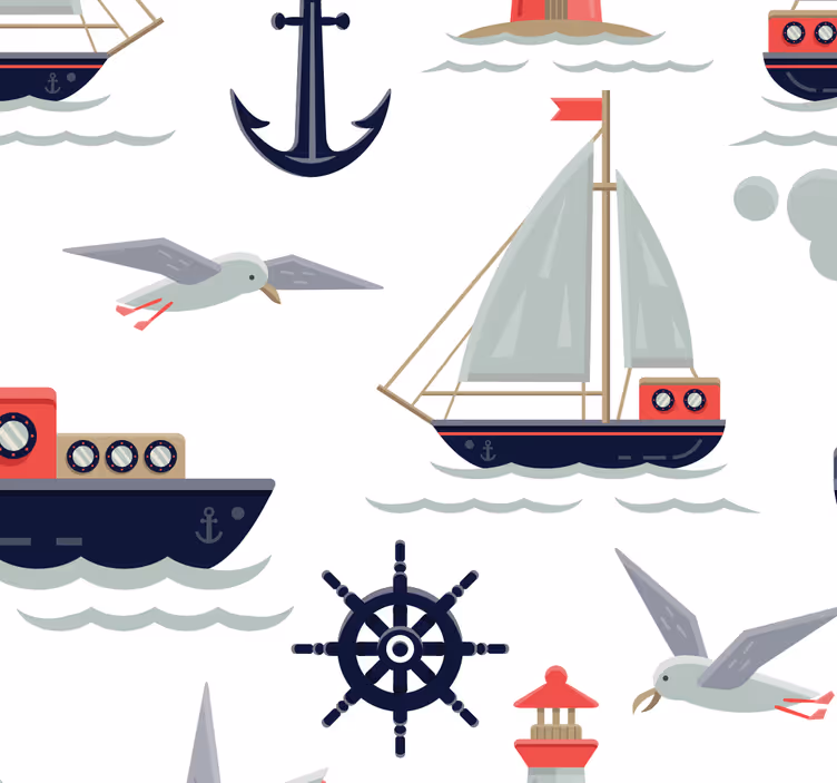 Rolgordijn babykamer marine motieven kindermuurpapier - TenStickers