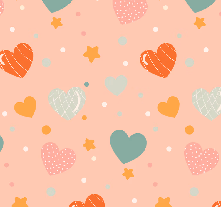 Rolgordijn babykamer hartjes en sterren patroon - TenStickers