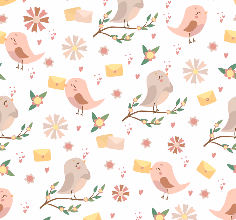 Rolgordijn babykamer kleine vogeltjes op takken - TenStickers