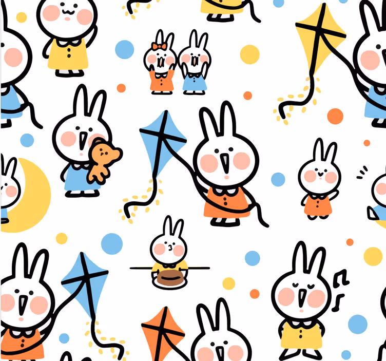 Rolgordijn babykamer konijn met vlieger - TenStickers