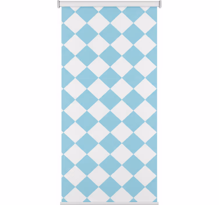 Gang rolgordijn blauw-wit vierkant patroon - TenStickers