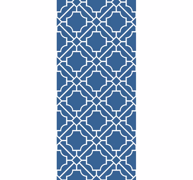 Gang rolgordijn geometrisch 'lattice' wit/navy - TenStickers