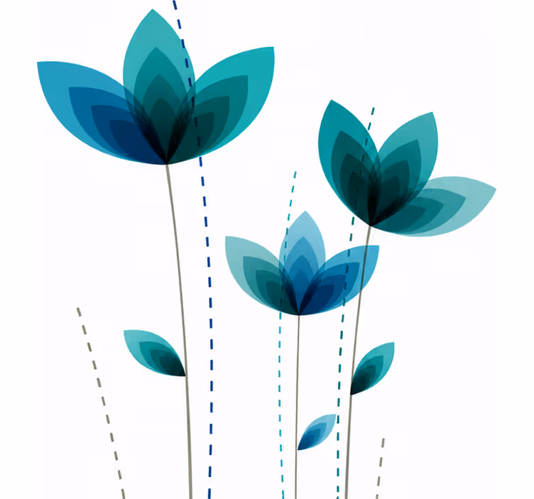 Turquoise rolgordijn flowers triple - TenStickers