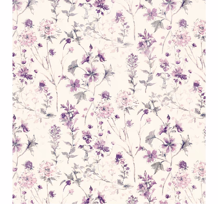 Rolgordijn paars met lila bloemen - TenStickers