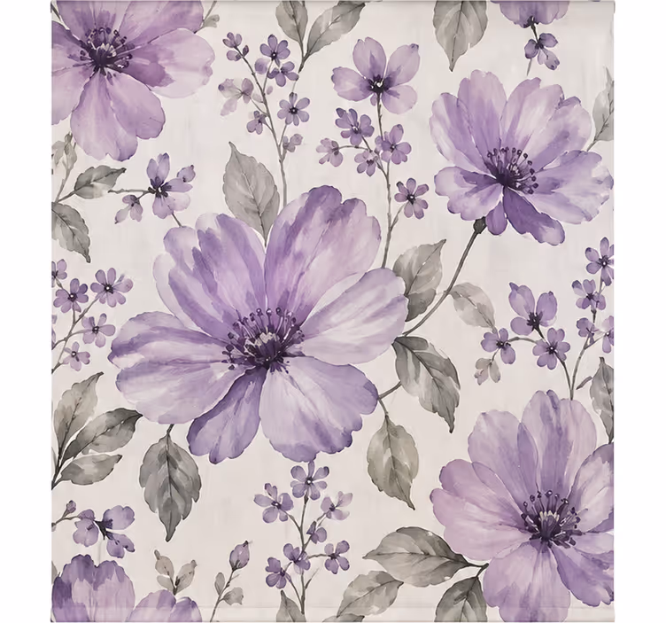 Rolgordijn paars met mooie bloemen - TenStickers